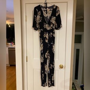 Blue short sleeve jumpsuit